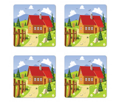 Chalet Image in Mountain Coaster Set Of Four