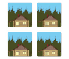 Rustic Cabin in Nature Coaster Set Of Four