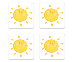 Simple Happy Sun Character Coaster Set Of Four