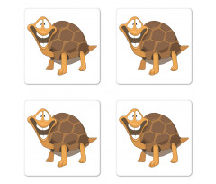 Single Happy Turtle Design Coaster Set Of Four