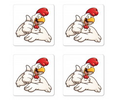 Joyous Cartoon Style Chicken Coaster Set Of Four