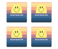 Smirking Sun and Lettering Coaster Set Of Four