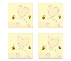 Buzzing Flies Heart Shape Coaster Set Of Four