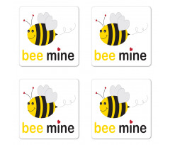 Bee Mine Romantic Cartoon Coaster Set Of Four