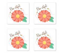 Bee-utiful Floral Scene Coaster Set Of Four