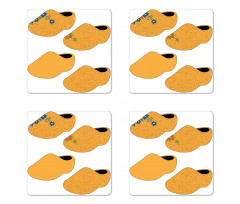 Traditional Wooden Shoes Art Coaster Set Of Four