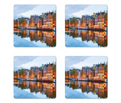 Dutch Houses and Amstel River Coaster Set Of Four