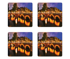 Dutch Canals and Lit Bridges Coaster Set Of Four