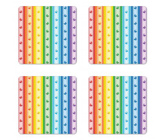Stripe Rainbow Pattern Coaster Set Of Four