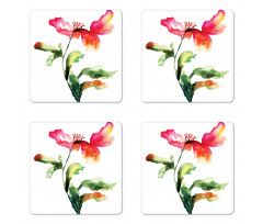 Flowering Poppy Coaster Set Of Four