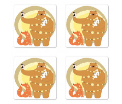 Friends Rabbit Bird Fox Coaster Set Of Four