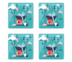 Sleeping Lazy Animal Coaster Set Of Four