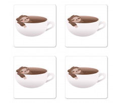 Lazy Swimming in Coffee Coaster Set Of Four