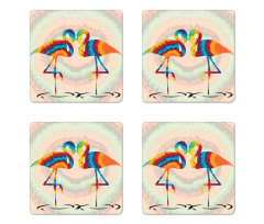 Valentines Funky Birds Coaster Set Of Four