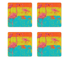 Retro Vintage Flamingo Coaster Set Of Four