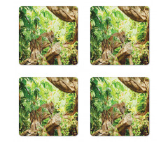 Tropic Wild Jungle Leaf Coaster Set Of Four