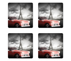 Vintage Car and Eiffel Coaster Set Of Four