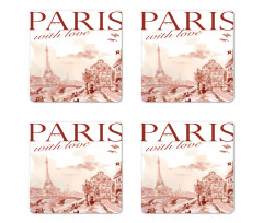 Vintage Watercolor Paris Coaster Set Of Four