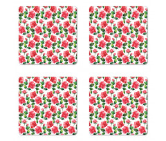 Watercolor Fresh Blossoms Coaster Set Of Four