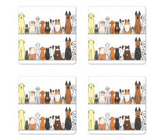 Dog Family in a Row Coaster Set Of Four