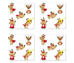 Superhero Puppy with Paw Coaster Set Of Four