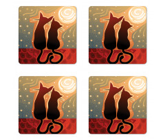 Moon in a Starry Sky Love Coaster Set Of Four