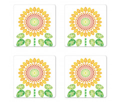 Sunflower Mandala Design Coaster Set Of Four