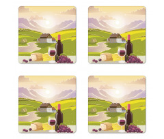 French Countryside Scene Coaster Set Of Four