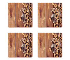 Wooden Table Wine Corks Coaster Set Of Four