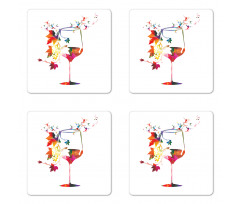 Glass Bird Vines Coaster Set Of Four