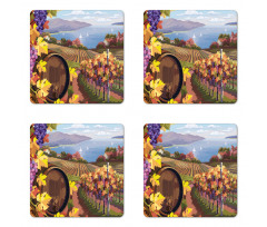 Cartoon Vineyard Grapes Coaster Set Of Four