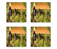 Bottle Grapes Sunset Coaster Set Of Four