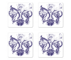 Grunge Lily Flag Coaster Set Of Four