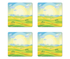 Sunny Rural Scenery Coaster Set Of Four