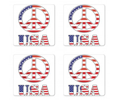 70s Peace Sign American Coaster Set Of Four