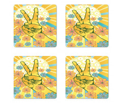 Peace Flowers Coaster Set Of Four