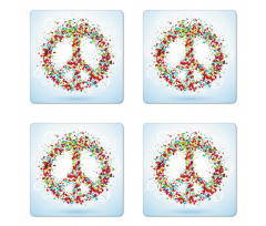 Peace Sign with Hearts Coaster Set Of Four