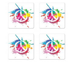 Grunge Pacifism Theme Coaster Set Of Four