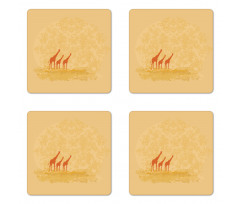 Retro Safari Giraffes Coaster Set Of Four