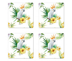 Hibiscus with Wild Birds Coaster Set Of Four