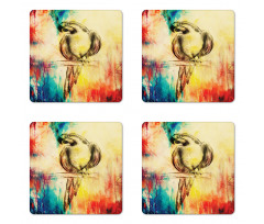 Vintage Grunge Parrot Coaster Set Of Four