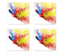 Parrot with Feathers Coaster Set Of Four