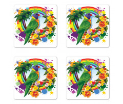 Palms Tropical Plants Coaster Set Of Four