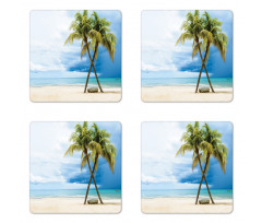 Beach Palm Trees Rock Coaster Set Of Four