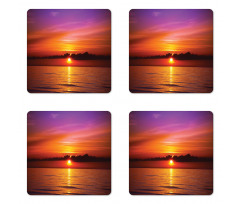 Colorful Beach Sunset Coaster Set Of Four