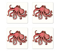 Pink Watercolor Animal Coaster Set Of Four