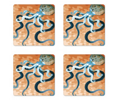 Oceanic Animal Cartoon Coaster Set Of Four