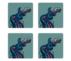 Tentacle with a Microphone Coaster Set Of Four