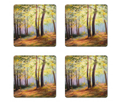 Spring in Forest Leaves Coaster Set Of Four