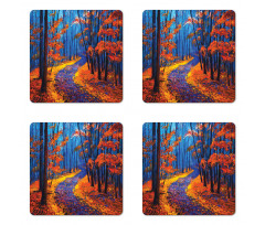 Forest in Fall Season Coaster Set Of Four